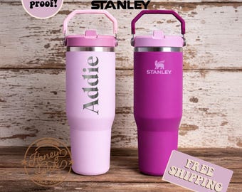Personalized Stanley IceFlow Water Bottle Tumbler 30oz, Engraved Stanley Cup, Custom Name Stanley, Stanley Flip Straw Tumbler, Stanley Gift