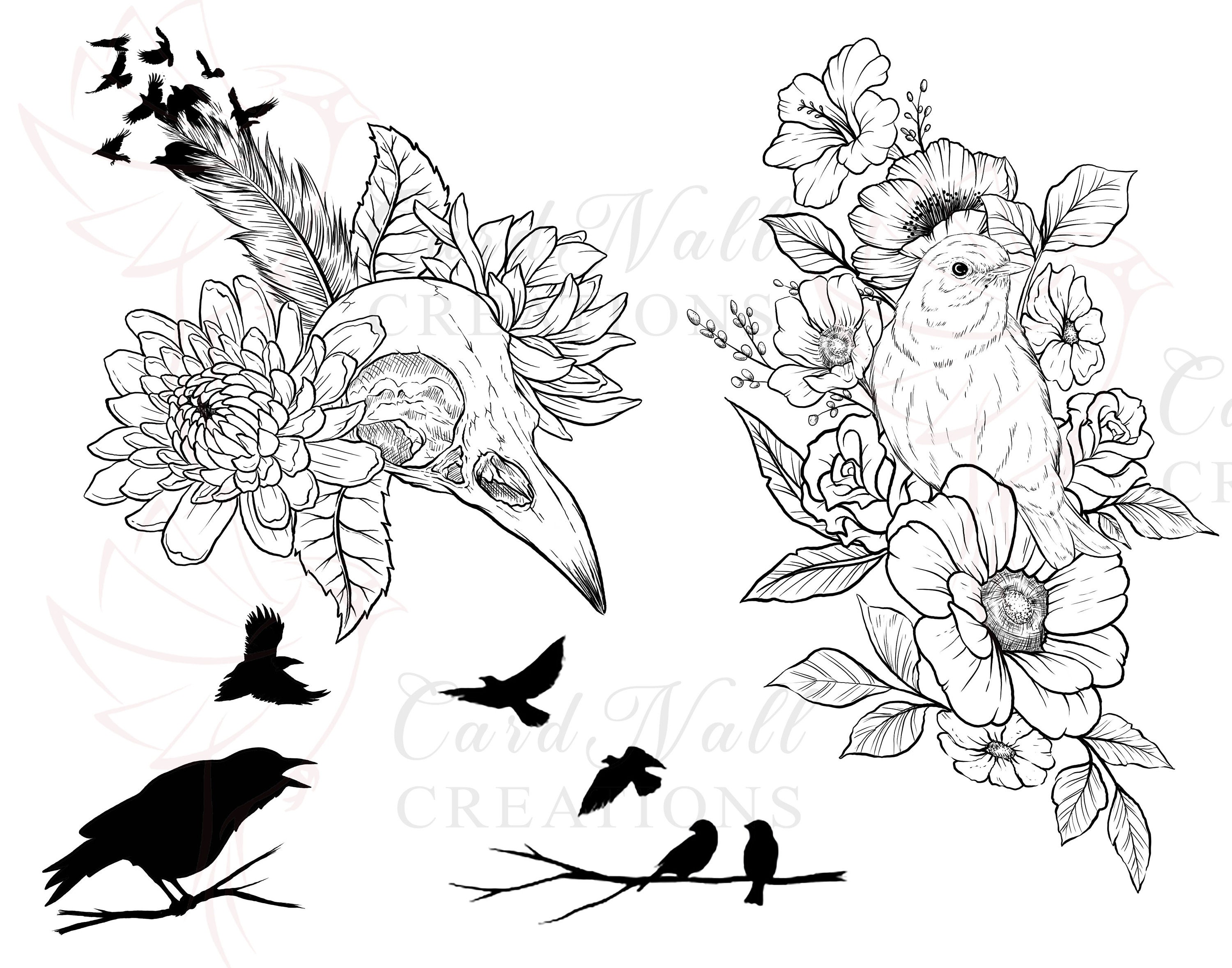 Custom Bird Tattoo Design Sheets Tattoo Drawings Jpeg Bird - Etsy