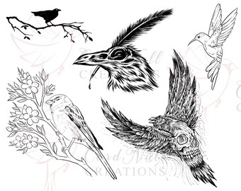 カスタム鳥タトゥーデザインシート、タトゥーの絵、JPEG、鳥の
