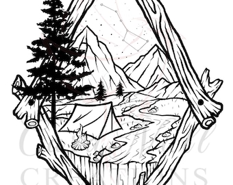 Instant Download, Digital File of a Camping Icon, Svg, Png, Jpeg, Camping Woodsy Design