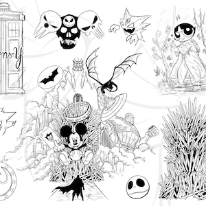 Nerdy Mashup Tattoo Flash Sheet, Digital Files, Instant Download