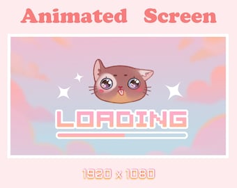 Schermo di streaming ANIMATO / Stream a partire presto / Schermata di caricamento / Cute Brown Cat / per Twitch, Youtube, OBS, Streamlabs