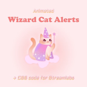 ANIMATED Wizard Cat Alerts | PINK | Twitch, Youtube, Streamlabs | Stream Alerts | Cute | Aesthetic