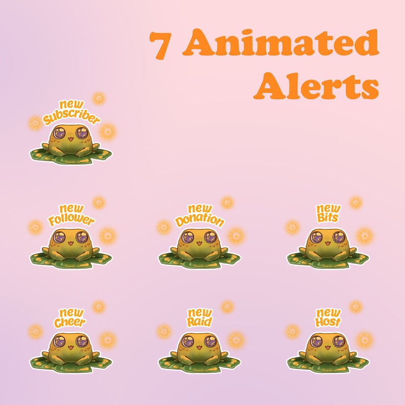 ANIMATED Frog & Fireflies Alerts Twitch Youtube Streamlabs Etsy