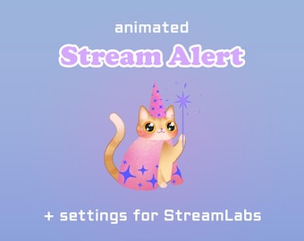 Avvisi animati / Mago del gatto arancione / Twitch, Youtube, StreamLabs, OBS / Avviso di streaming / Widget di streaming