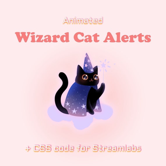 ANIMATED Alerts | Black Cat Wizard | Twitch, Youtube, Kick,  Streamlabs, OBS | Stream Alert | Stream Widget