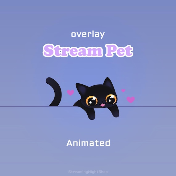 ANIMATED Stream Overlay | Black Cat | Twitch, Youtube, Kick, Streamlabs, OBS