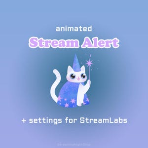 ANIMIERTE Benachrichtigungen | Weiße Katze Zauberer | Twitch, Youtube, Kick, Streamlabs, OBS | Stream-Alert | Stream-Widget