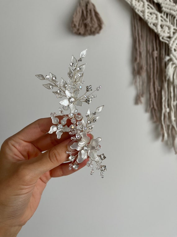 Handmade Swarovski Crystal Floral Bridal Hairpiece - Etsy display picture 2
