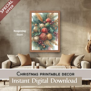 Printable Floral Christmas Decor |  Christmas Prints | Holiday Home Decor | Festive Wall Art | Digital Poster | Gift Ideas | Christmas Decor