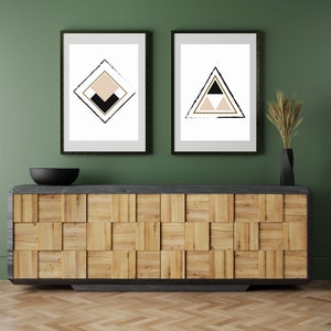Abstract Boho Wall Art Set of 2 | Neutral Modern Prints, Minimalist Digital Download, Contemporary Home Decor for Living Room & Bedroom