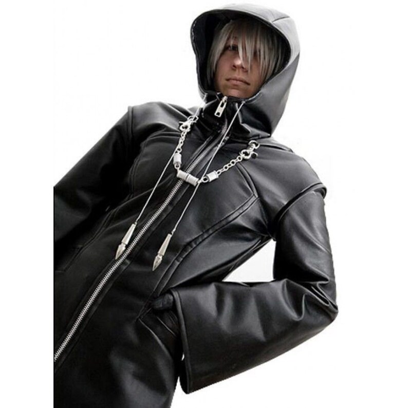 Enigma Kingdom Of Hearts Organisation XIII Trench-coat en cuir noir image 5