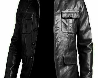 Manteau blazer motard noir bomber moto haut vintage pour hommes veste en cuir véritable