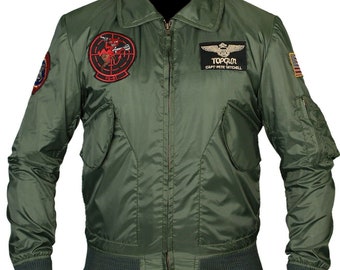 Tom Cruise Top Gun 2 Maverick Flight Bomber Jacket Veste de pilote de jet avec patchs