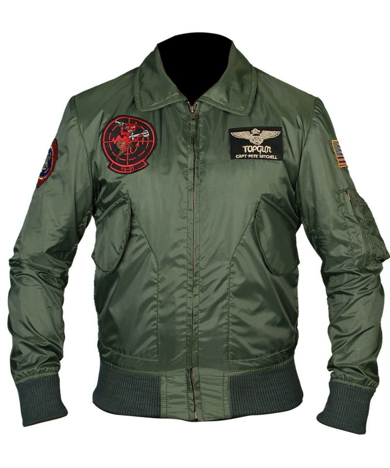 Tom Cruise Top Gun 2 Maverick Flight Bomber Jacket Veste de pilote de jet avec patchs image 1