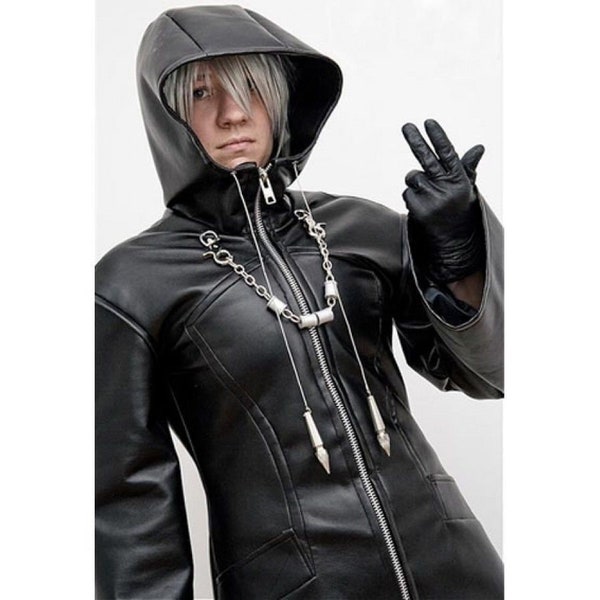 Enigma Kingdom Of Hearts Organization XIII Black Leather Trench Coat