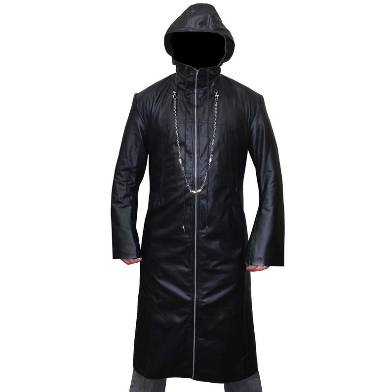 Enigma Kingdom Of Hearts Organisation XIII Trench-coat en cuir noir image 2