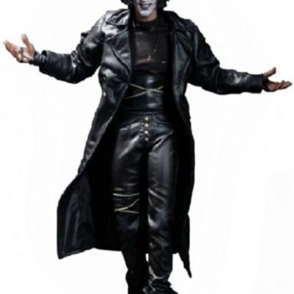 Herren Steampunk Gothic The Crow Eric Draven Leder Trenchcoat Jacke