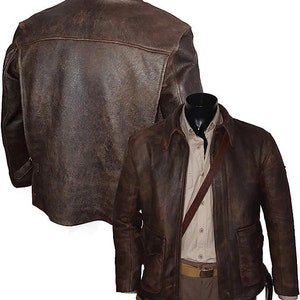 Men's Stylish and Vintage Cowboy Indiana Jones Harrison Ford Classic Brown Distressed Leather Jacket