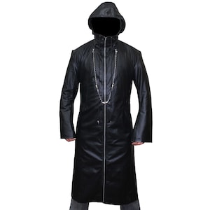 Enigma Kingdom Of Hearts Organisation XIII Trench-coat en cuir noir image 3
