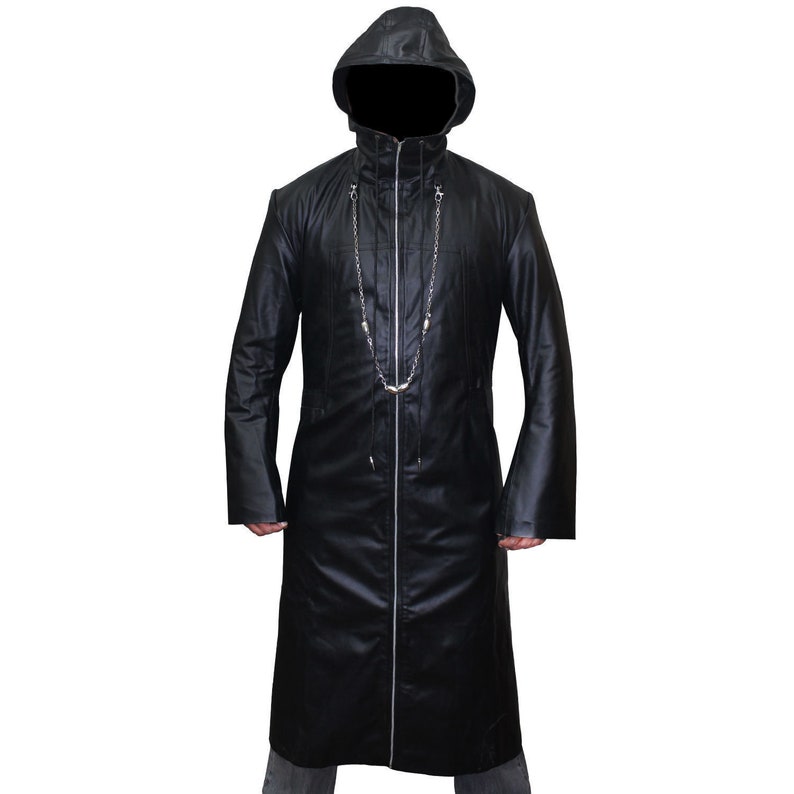 Enigma Kingdom Of Hearts Organisation XIII Trench-coat en cuir noir image 3