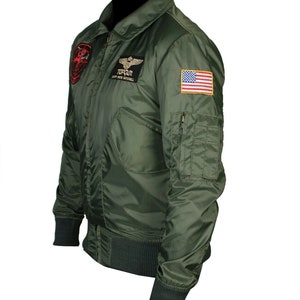 Tom Cruise Top Gun 2 Maverick Flight Bomber Jacket Veste de pilote de jet avec patchs image 3