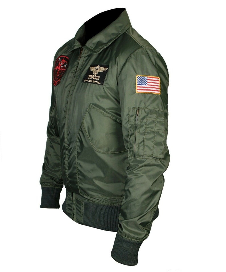 Tom Cruise Top Gun 2 Maverick Flight Bomber Jacket Veste de pilote de jet avec patchs image 3