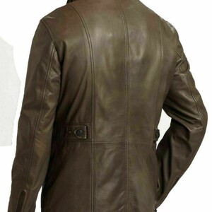 Men's Genuine Lambskin Leather Real Leather Jacket Field Brown Leather Jacket Coat M65 image 2