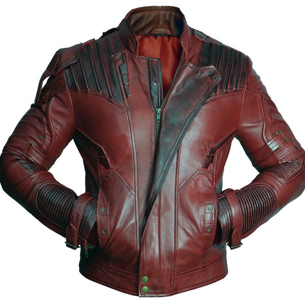 Guardians of the Galaxy 2 Star Lord Chris Pratt Maroon Real Leather Jacket