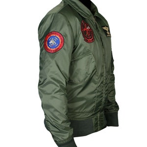 Tom Cruise Top Gun 2 Maverick Flight Bomber Jacket Veste de pilote de jet avec patchs image 2