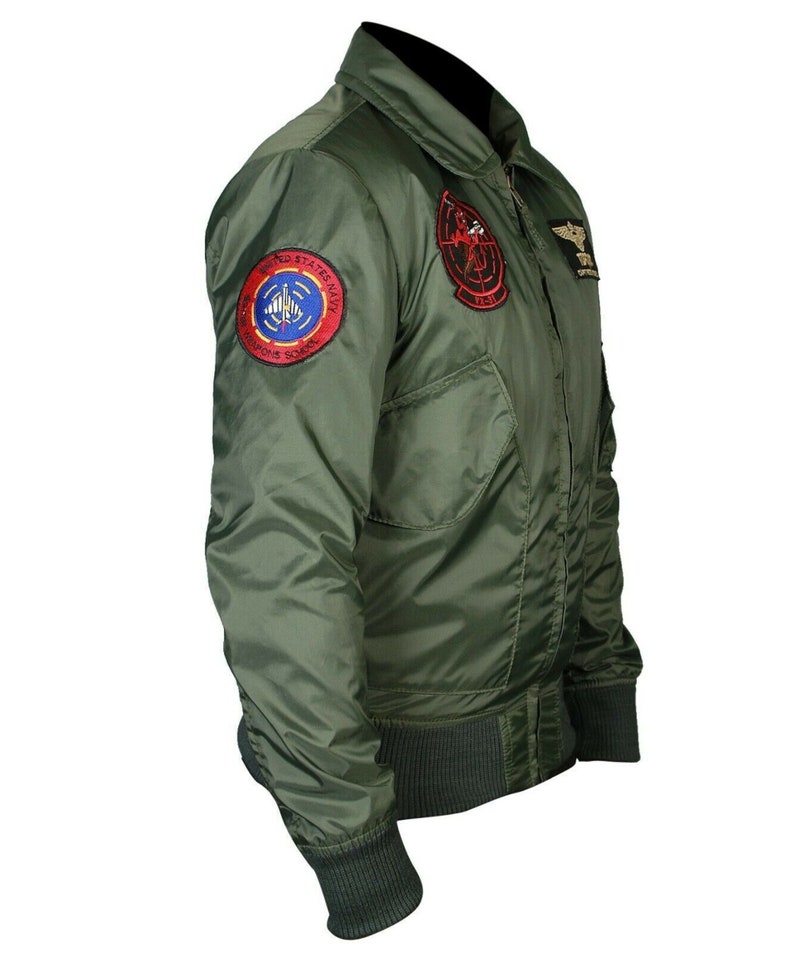 Tom Cruise Top Gun 2 Maverick Flight Bomber Jacket Veste de pilote de jet avec patchs image 2