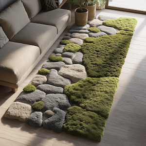 Moss Stone Path Rug: Nature Inspired Accent Carpet