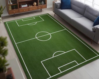 Soccer Field Rug: Kids Playroom Sports Decor