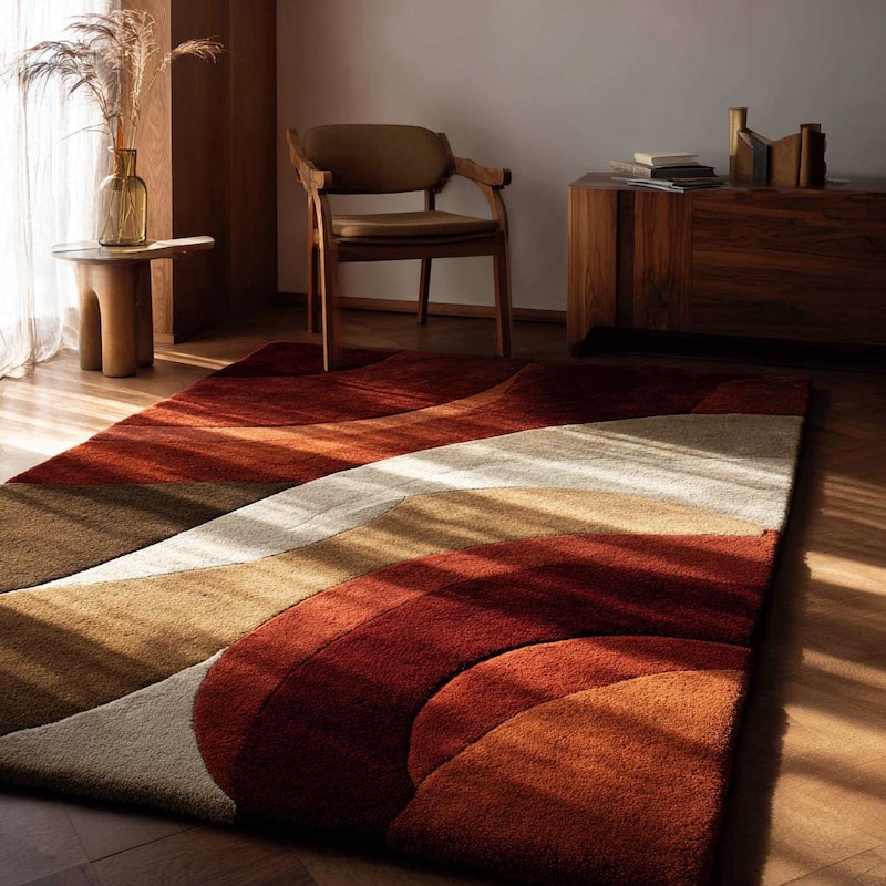Abstract Retro Wave Rug - Etsy UK
