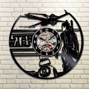 Star Wars Vinyl Schallplattenuhr, Vintage Film, Original Dekor für Wohnzimmer, Star Wars Wandkunst, Erstes Haus Geschenk für Paare, Laser cut Geschenke