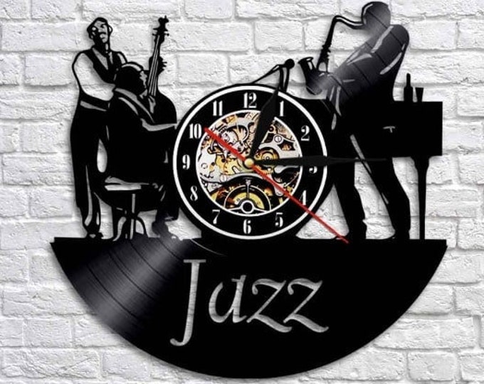 Jazz Band Vinyl Record Music Wall Clock Jazz Band Wall Art Music Classroom Decor Contemporary Musical Gifts New Home Gift For Family