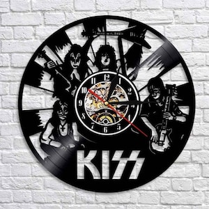 Rock Band Vinyl Record Silent Wall Clock, Rock Music Wall Art, Vintage Decor For Mens Room, Rock Band Wall Art, Bday Gifts For Dad
