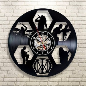 Metal Band Vinyl Record Black Clock, Rock Wall Art, Decor For Man Room, Music Band, Anniversary Gift For Him