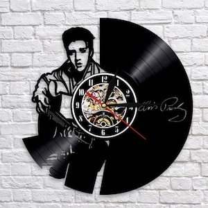 King Of Rock And Roll Vinyl Record Wall Clock, Elvis Presley Decor, Music Decor For Wall, Music Legend Wall Art, Housewarming Gift For Men