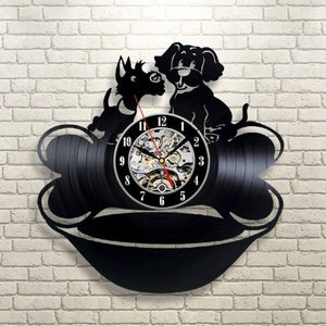 Hunde Schallplatte Wanduhr, Lustige Tiere Kunst, Ich liebe Hunde, Tier Dekor für Haus, Hunde Kunstwerk, Hochzeitsgeschenk für Paare