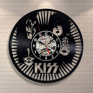 Rock Band Schallplatte Schallplatte Wanduhr, Geschenk für Rock Liebhaber, Retro Dekor für Büro, Rock Musik Wandkunst, Jahrestag Geschenk für Eltern