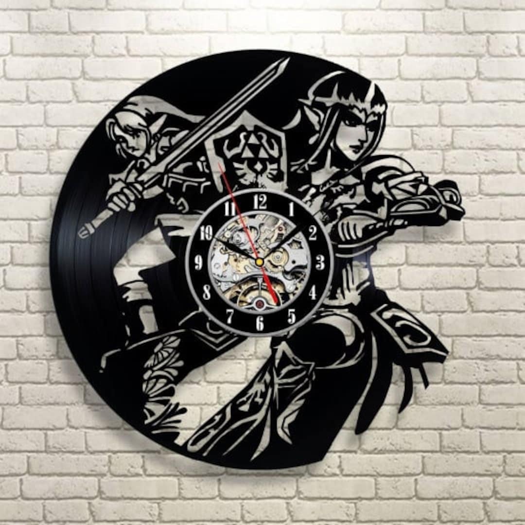 The Legend of Zelda Vinyl Record Wall Clock, Video Game Art, Zelda Breath of the Wild, Unique
