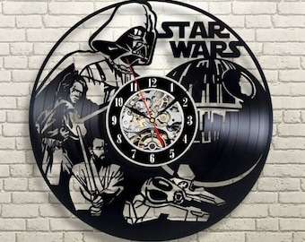 Star Wars Movie Vinyl Record Large Wall Clock Darth Vader Wall Art Geek Gifts For Him Creative Wall Decor For Office New Year Gifts For Him