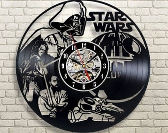 Star Wars Movie Vinyl Record Large Wall Clock Darth Vader Wall Art Geek Gifts For Him Creative Wall Decor For Office New Year Gifts For Him