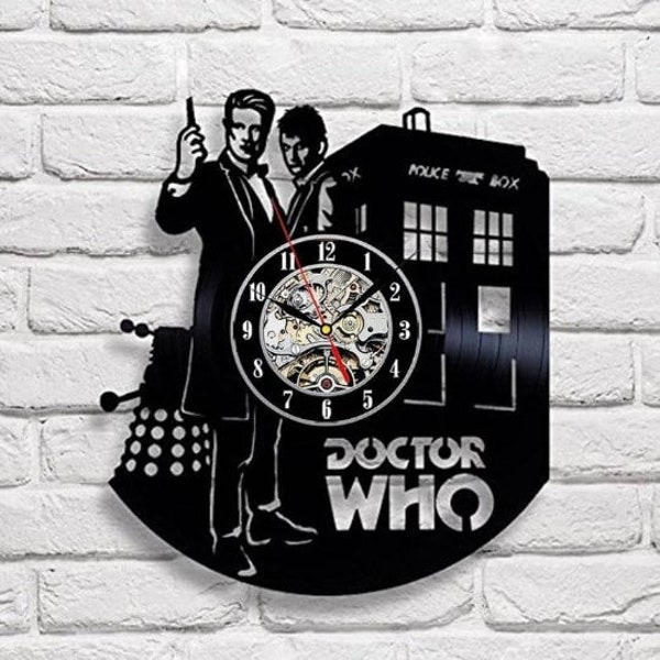 Doctor Who Vinyl Record Silent Clock, Doctor Who Tardis, Fathers Day Gifts for Grandpa, Unique Home Decor, Vinyl Wall Art