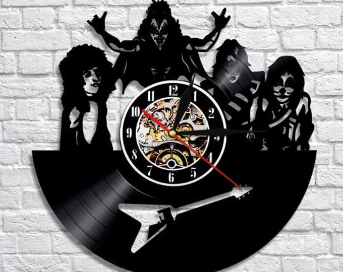 Rock Band Vinyl Record Music Wall Clock, Heavy Metal Art, Rock Music Decor For Home, Rock And Roll Art, Rock Band Guitar, Holiday Gift Ideas