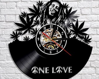 Bob Marley Vinyl Record Laser Cut Clock, One Love Jamaica, Man Home Office Decor, Reggae Music, Bob Marley Wall Art, Housewarming Gift Men