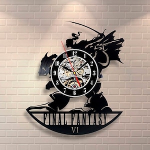 Horloge de disque vinyle Final Fantasy VI, décoration murale moderne pour salle de jeu, Fan Art de jeux vidéo, cadeaux d&#39;anniversaire pour hommes