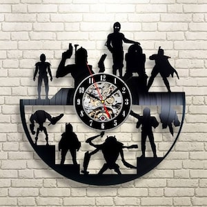 Star Wars Characters Vinyl Record Black Wall Clock, Unusual Star Wars Decor, Vintage Art Work, Star Wars Wall Art, Housewarming Gift For Him