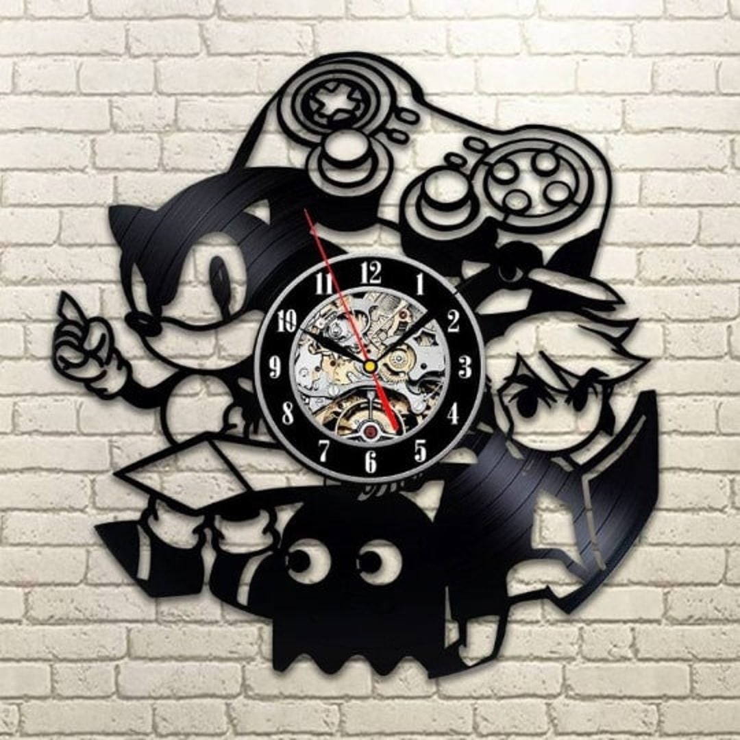 Video Games Vinyl Record Silent Clock, Art for Gamers, Unique Decor for